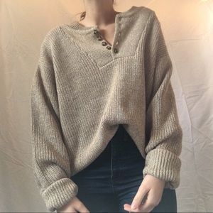 Vintage Oversized Henley Sweater